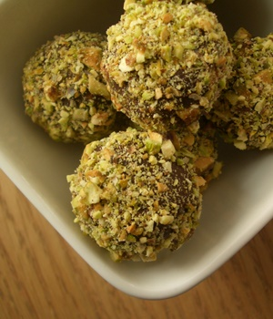 Almond Truffles with Crunchy Pistachio